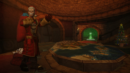 Наставник из Fable в новогоднем костюме в Гильдии